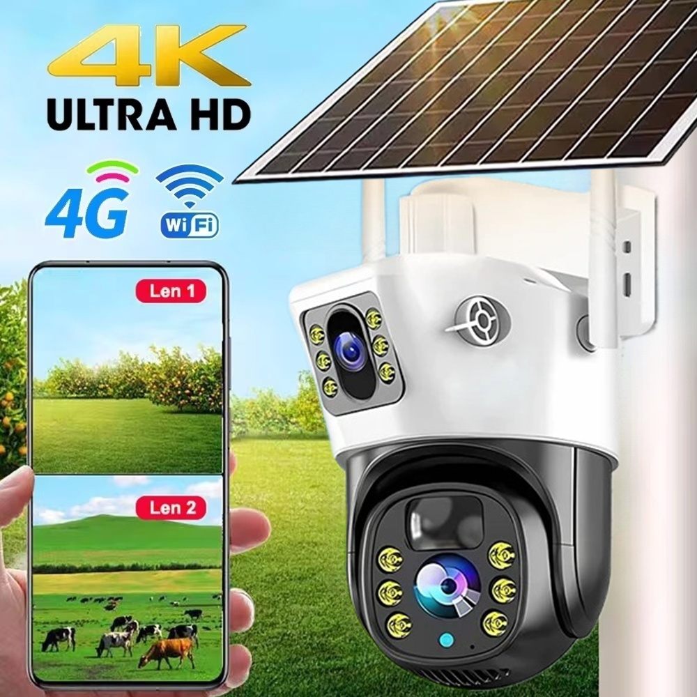 Ip Camera Outdoor 4K - 4G / WiFi Solar Camera Dual