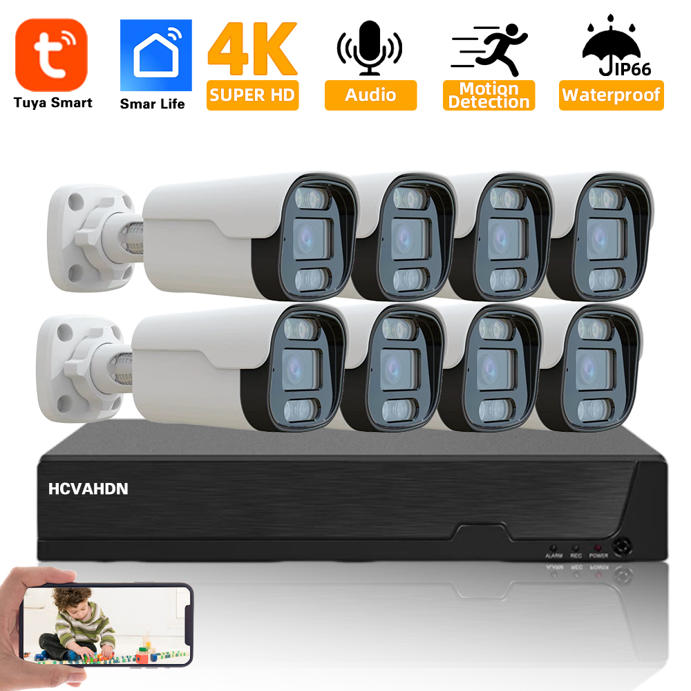 Ip Camera Outdoor 4K - 4K 8MP TUYA Security Kit 8CH