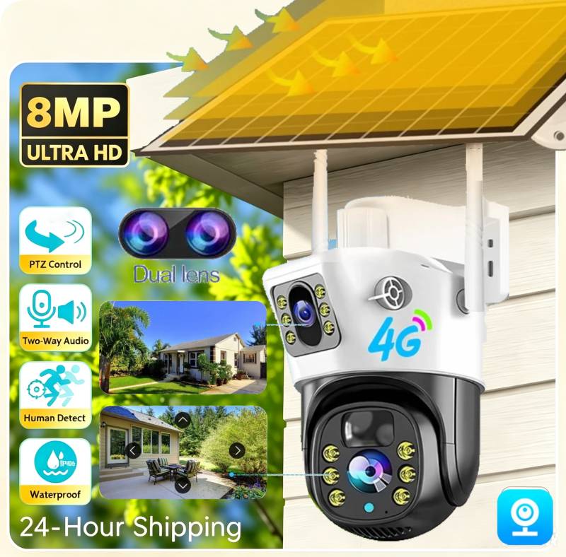 8MP 4G Solar Camera Dual Lens  - Ip Camera Outdoor 4K review and price