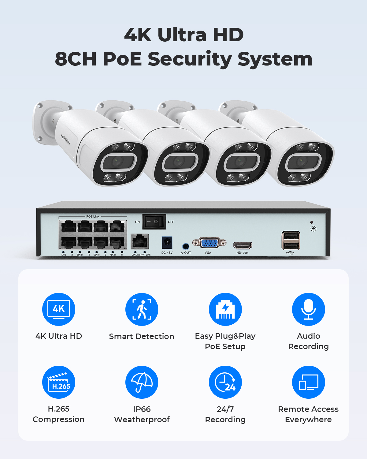 H.View 4K 5Mp 8Mp Poe CCTV Sec - Home Security Nvr review and price