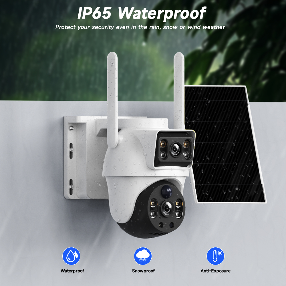 WiFi Solar Camera Dual Lenses  - Ip Camera Outdoor 4K review and price
